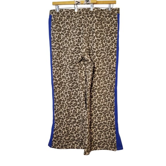 Grayson/Threads Women's Leopard Print Wide Leg Pants With Blue Side Stripes Size - Picture 2 of 7